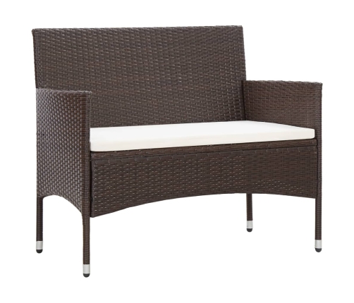 Set muebles de jardín 4 piezas y cojines ratán sintético marrón