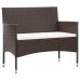 Set muebles de jardín 4 piezas y cojines ratán sintético marrón