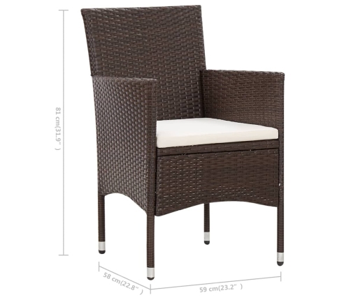 Set muebles de jardín 4 piezas y cojines ratán sintético marrón