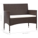 Set muebles de jardín 4 piezas y cojines ratán sintético marrón