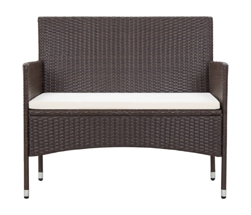 Set muebles de jardín 4 piezas y cojines ratán sintético marrón