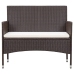 Set muebles de jardín 4 piezas y cojines ratán sintético marrón