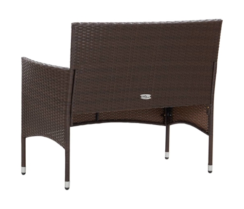 Set muebles de jardín 4 piezas y cojines ratán sintético marrón