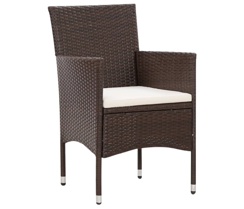 Set muebles de jardín 4 piezas y cojines ratán sintético marrón