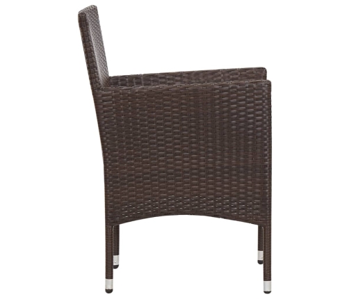 Set muebles de jardín 4 piezas y cojines ratán sintético marrón