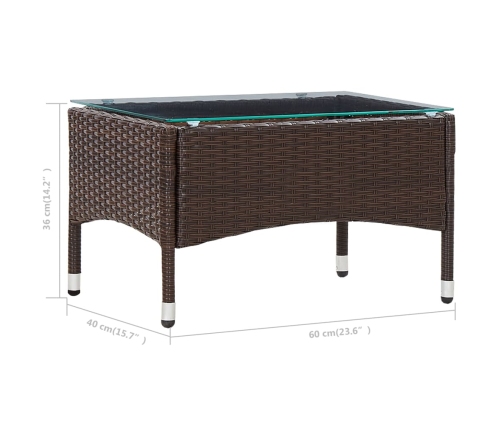 Set muebles de jardín 4 piezas y cojines ratán sintético marrón