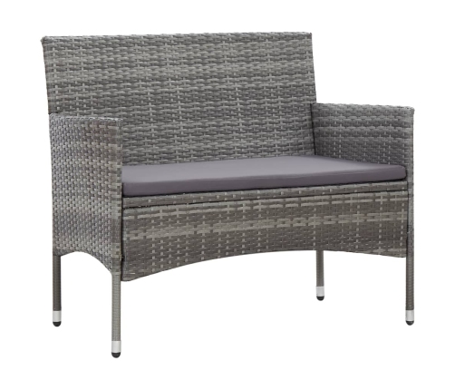 Set de muebles de jardín 4 pzas y cojines ratán sintético gris