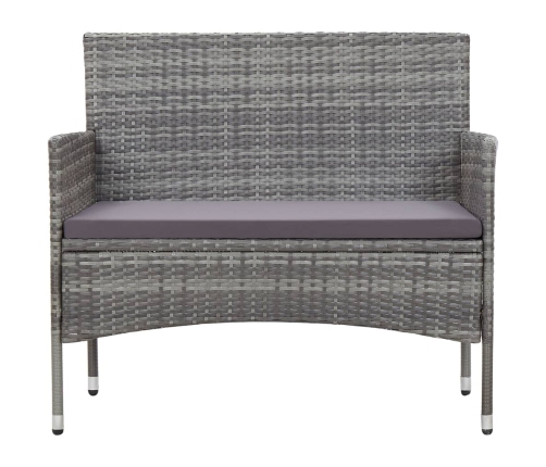 Set de muebles de jardín 4 pzas y cojines ratán sintético gris
