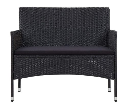 Set de muebles de jardín 4 pzas y cojines ratán sintético negro