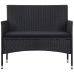 Set de muebles de jardín 4 pzas y cojines ratán sintético negro