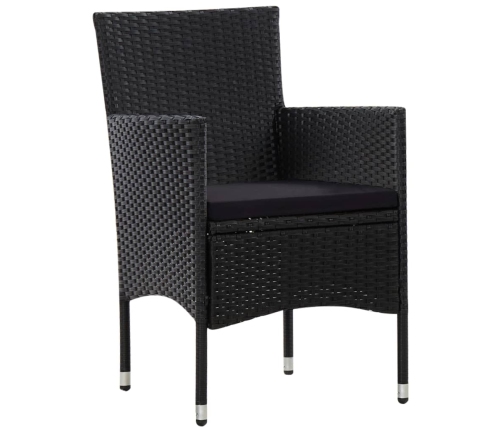 Set de muebles de jardín 4 pzas y cojines ratán sintético negro
