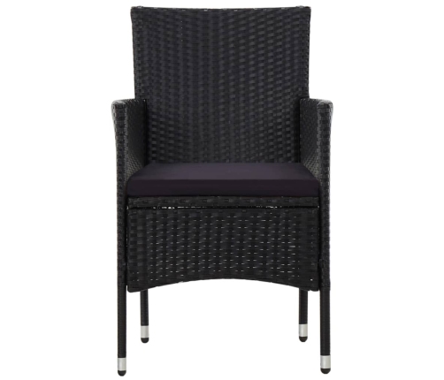 Set de muebles de jardín 4 pzas y cojines ratán sintético negro
