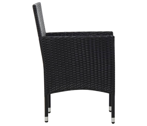 Set de muebles de jardín 4 pzas y cojines ratán sintético negro