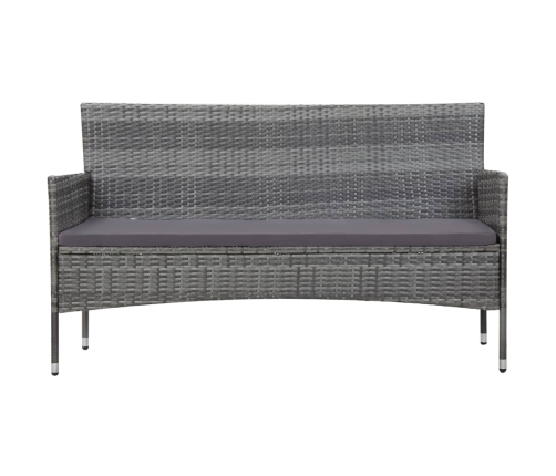 Set de muebles de jardín 4 pzas y cojines ratán sintético gris