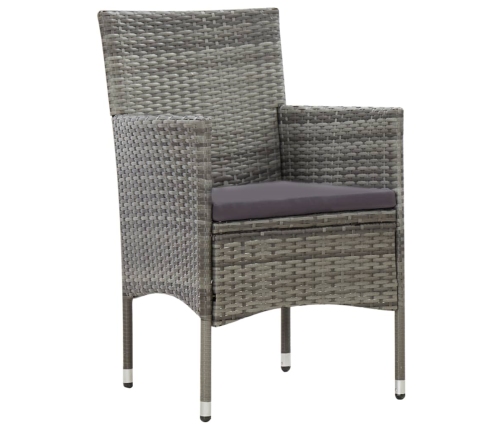 Set de muebles de jardín 4 pzas y cojines ratán sintético gris