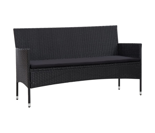 Set de muebles de jardín 4 pzas y cojines ratán sintético negro