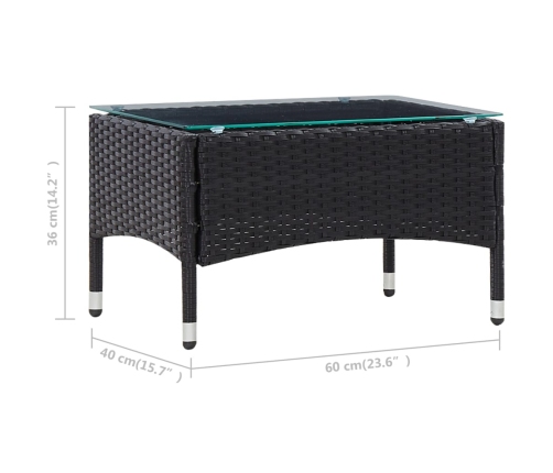 Set de muebles de jardín 4 pzas y cojines ratán sintético negro