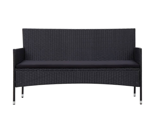 Set de muebles de jardín 4 pzas y cojines ratán sintético negro