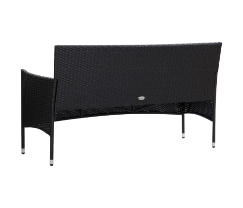 Set de muebles de jardín 4 pzas y cojines ratán sintético negro
