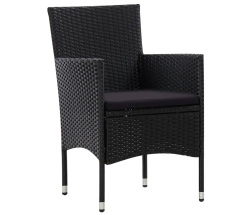 Set de muebles de jardín 4 pzas y cojines ratán sintético negro