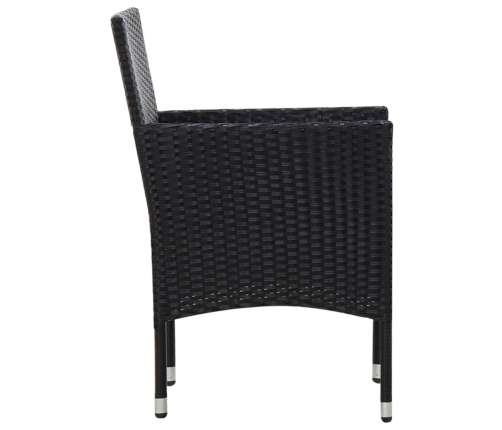 Set de muebles de jardín 4 pzas y cojines ratán sintético negro