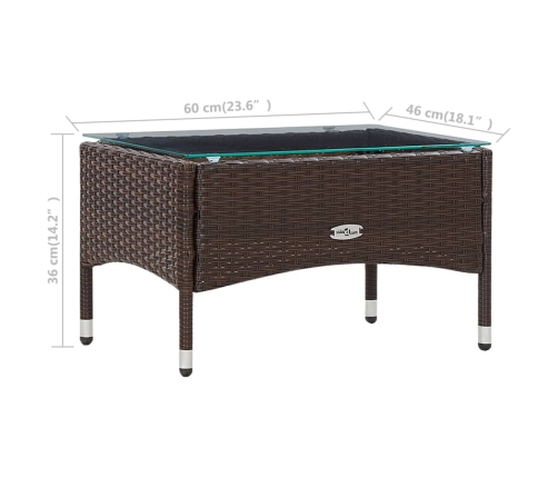Set muebles de jardín 5 piezas y cojines ratán sintético marrón