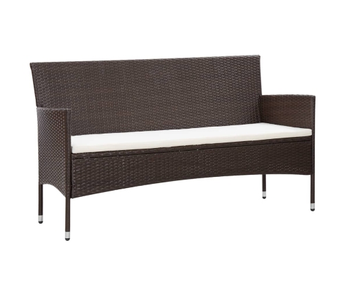 Set muebles de jardín 5 piezas y cojines ratán sintético marrón