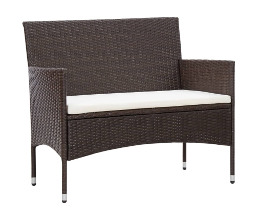 Set muebles de jardín 5 piezas y cojines ratán sintético marrón