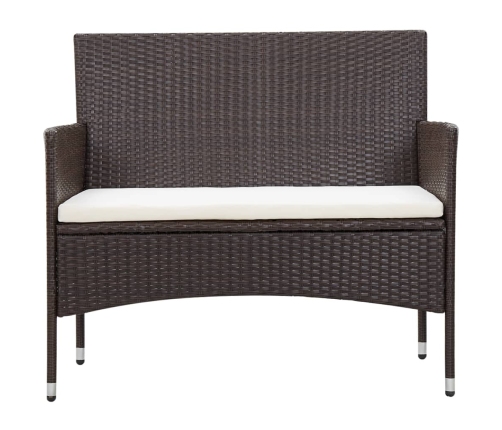 Set muebles de jardín 5 piezas y cojines ratán sintético marrón