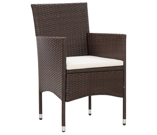 Set muebles de jardín 5 piezas y cojines ratán sintético marrón