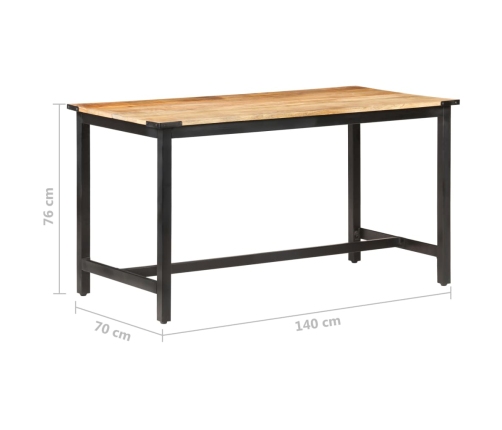 Mesa de comedor de madera maciza de mango rugosa 140x70x76 cm