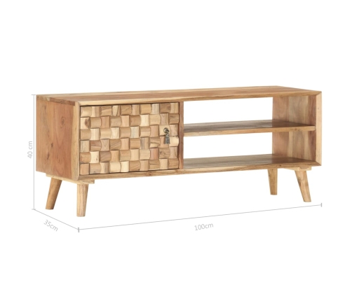 Mueble para TV de madera maciza de acacia 100x35x40 cm