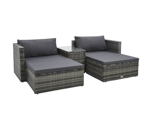 Set de muebles de jardín 5 pzas y cojines ratán sintético gris