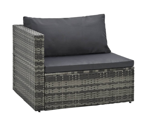 Set de muebles de jardín 5 pzas y cojines ratán sintético gris