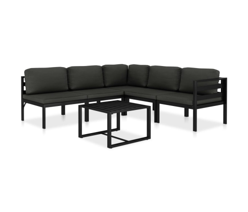 Set muebles de jardín 6 pzas y cojines aluminio gris antracita
