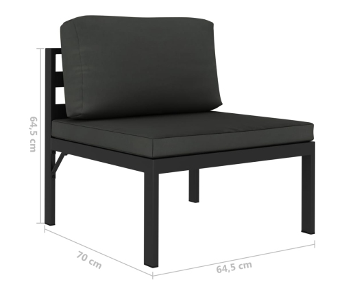 Set muebles de jardín 6 pzas y cojines aluminio gris antracita