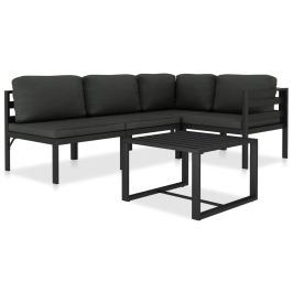 Set muebles de jardín 5 pzas y cojines aluminio gris antracita