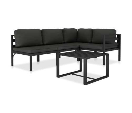 Set muebles de jardín 5 pzas y cojines aluminio gris antracita
