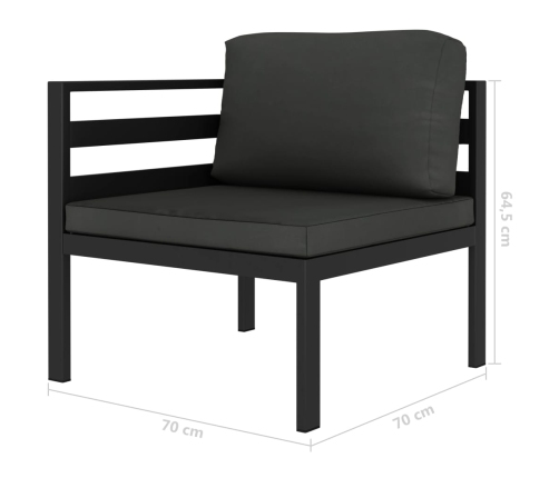 Set muebles de jardín 6 pzas y cojines aluminio gris antracita