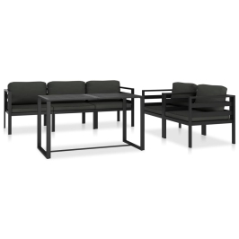 Set muebles de jardín 6 pzas y cojines aluminio gris antracita