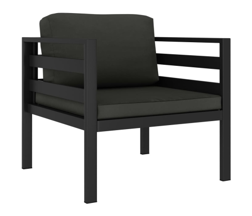 Set muebles de jardín 6 pzas y cojines aluminio gris antracita