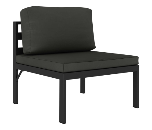 Set muebles de jardín 6 pzas y cojines aluminio gris antracita