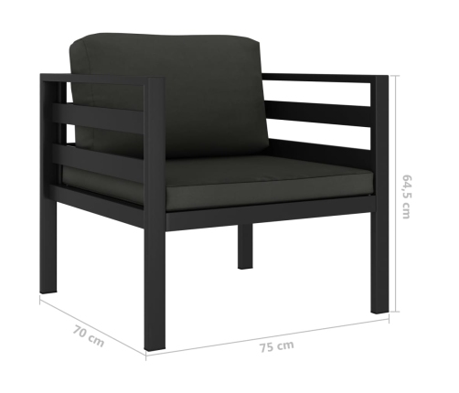 Set muebles de jardín 6 pzas y cojines aluminio gris antracita