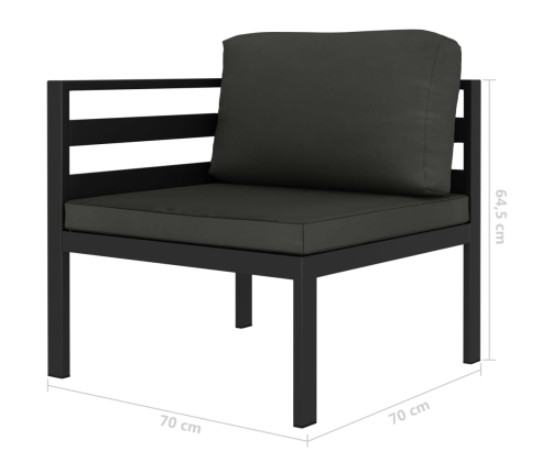 Set muebles de jardín 6 pzas y cojines aluminio gris antracita