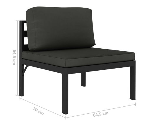 Set muebles de jardín 6 pzas y cojines aluminio gris antracita