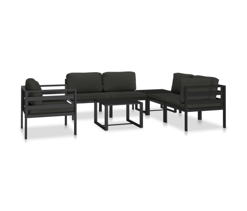 Sofá modular central con cojines aluminio antracita
