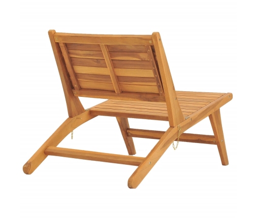 Silla de jardín con reposapiés de madera maciza de teca