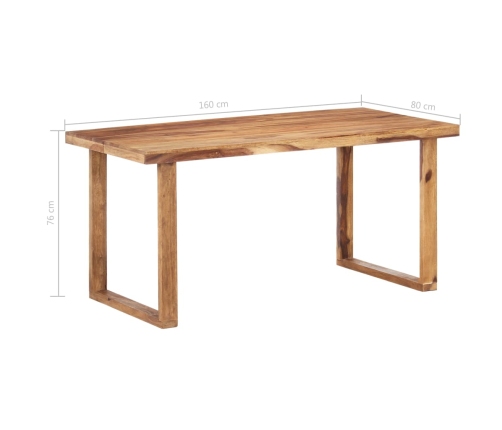 vidaXL Mesa de comedor de madera maciza de sheesham 160x80x76 cm