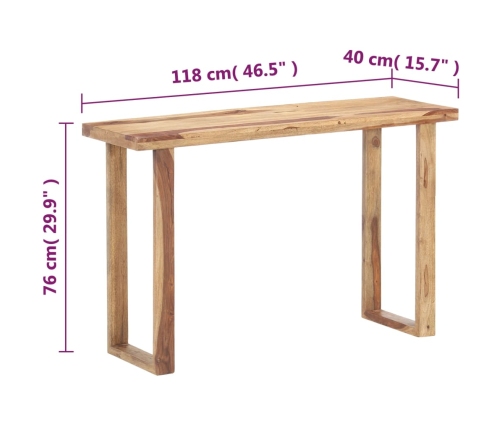 Mesa consola de madera maciza de sheesham 118x40x76 cm