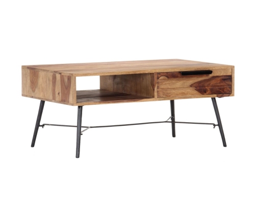 Mesa de centro de madera maciza de sheesham 88x55x40 cm